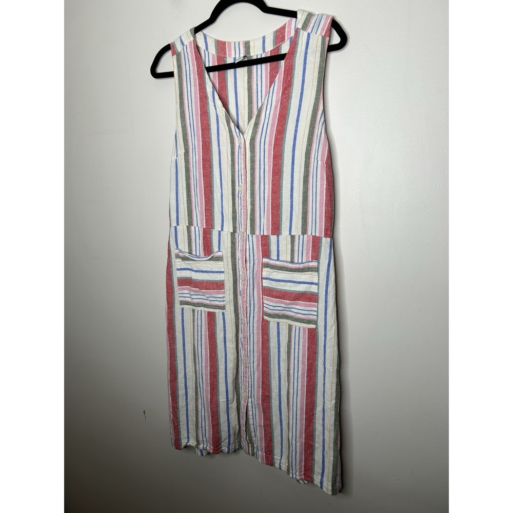 Old Navy Gauzy Shift Dress Full Button Sleeveless Linen Beachy Coastal Sz Large - Picture 4 of 10